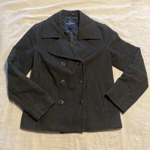 Wool Blend Pea Coat Quilted Lining Size Smalll